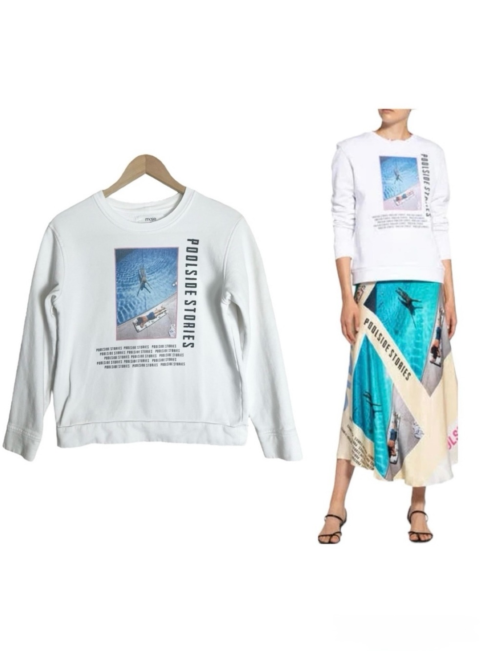 Maje x Slim Aarons Poolside Stories Sweatshirt Size Small